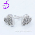 All kind of CZ available 925 sterling silver paving heart shaped ear studs